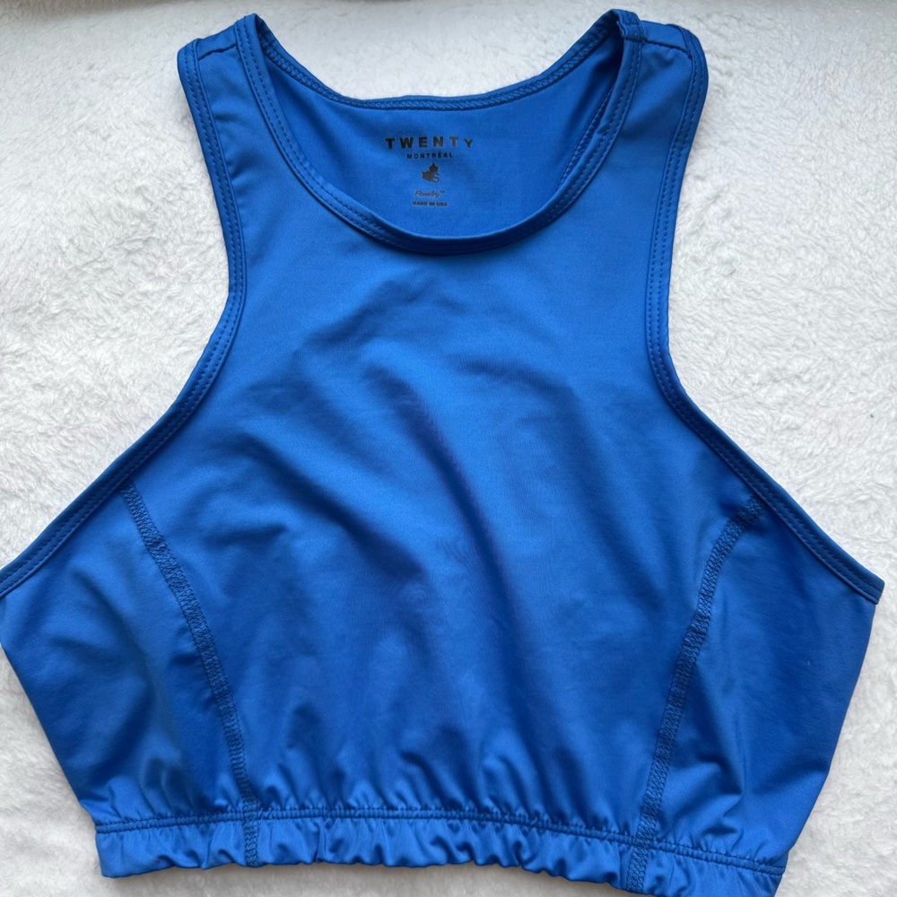Twenty Montreal Flowetry Blue High Neck Sports Bra